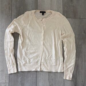 Banana Republic | Merino Wool Crewneck Cardigan in Cream
